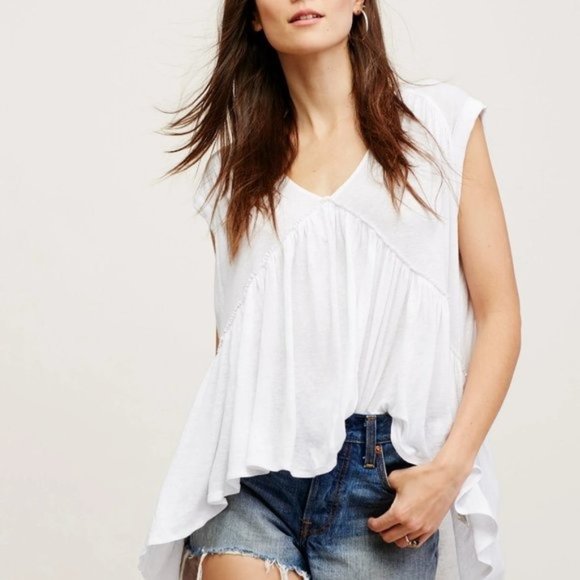 Free People Tops - Free People Top - White Free People Short Sleeve Shirts for Women - Summer Tops